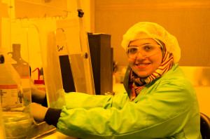 Aliaa Shallan in the Lab Fabricating her Device (Credit Aemi Abdul Keyon, UTAS)